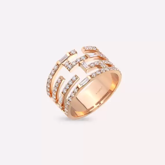 Clair 0.88 CT Baguette Cut Diamond Rose Gold Ring - 3