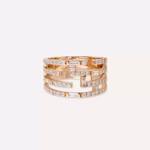 Clair 0.88 CT Baguette Cut Diamond Rose Gold Ring - 4