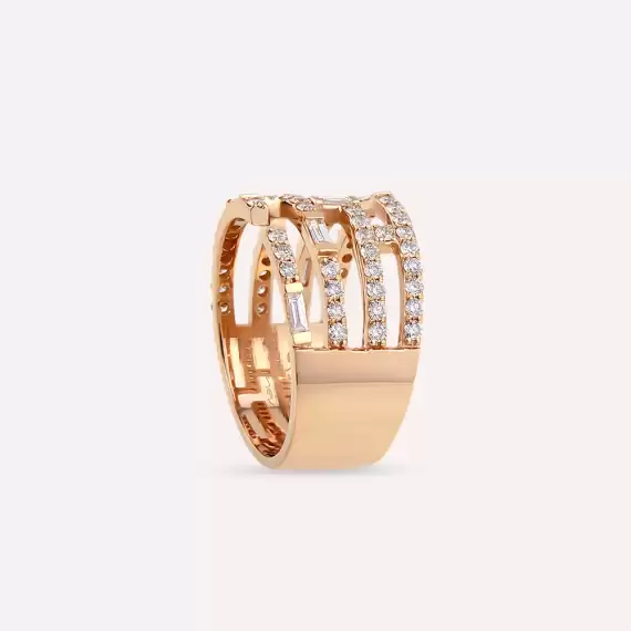 Clair 0.88 CT Baguette Cut Diamond Rose Gold Ring - 5