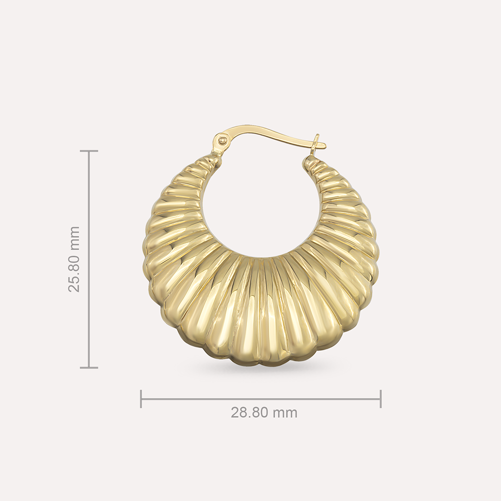 Clam Yellow Gold Hoop Earring - 3