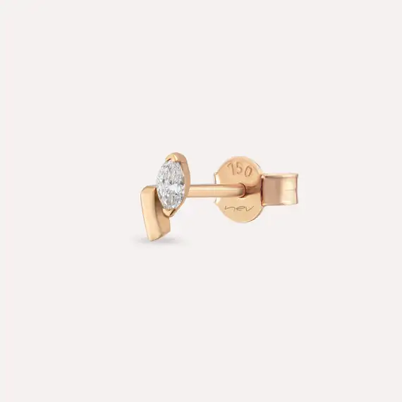 Comma Marquise Cut Diamond Rose Gold Earring - 1