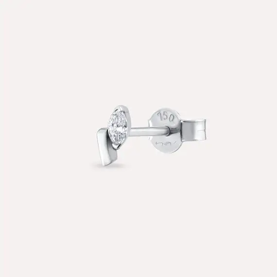 Comma Marquise Cut Diamond White Gold Earring - 1