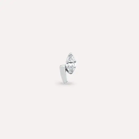 Comma Marquise Cut Diamond White Gold Earring - 4