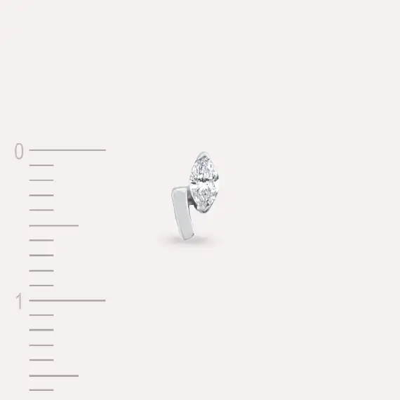Comma Marquise Cut Diamond White Gold Earring - 5