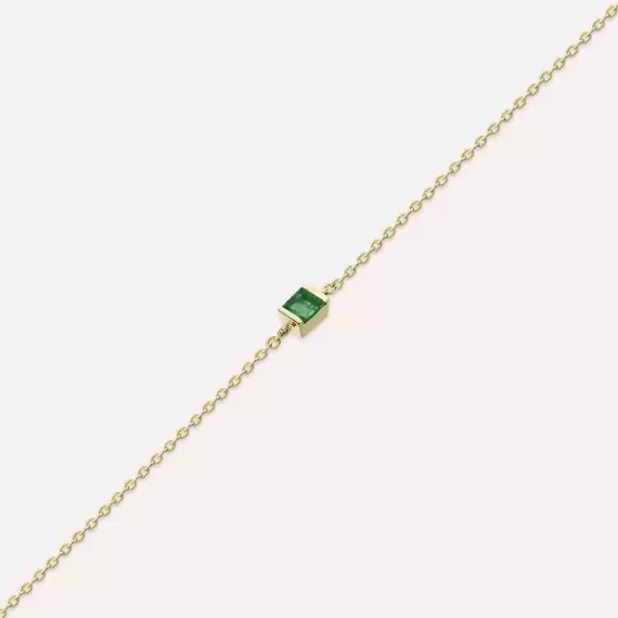 Connell 0.17 CT Baguette Cut Emerald Yellow Gold Bracelet - 2