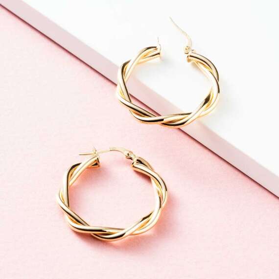 Corda Yellow Gold Hoop Earring - 2