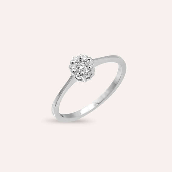 Coronet 0.16 CT Diamond White Gold Flower Ring - 4