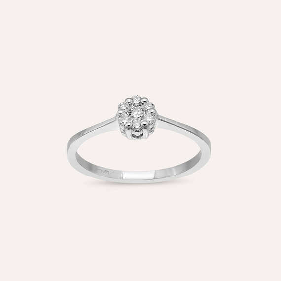 Coronet 0.16 CT Diamond White Gold Flower Ring - 1