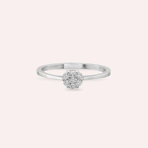 Coronet 0.16 CT Diamond White Gold Flower Ring - 5