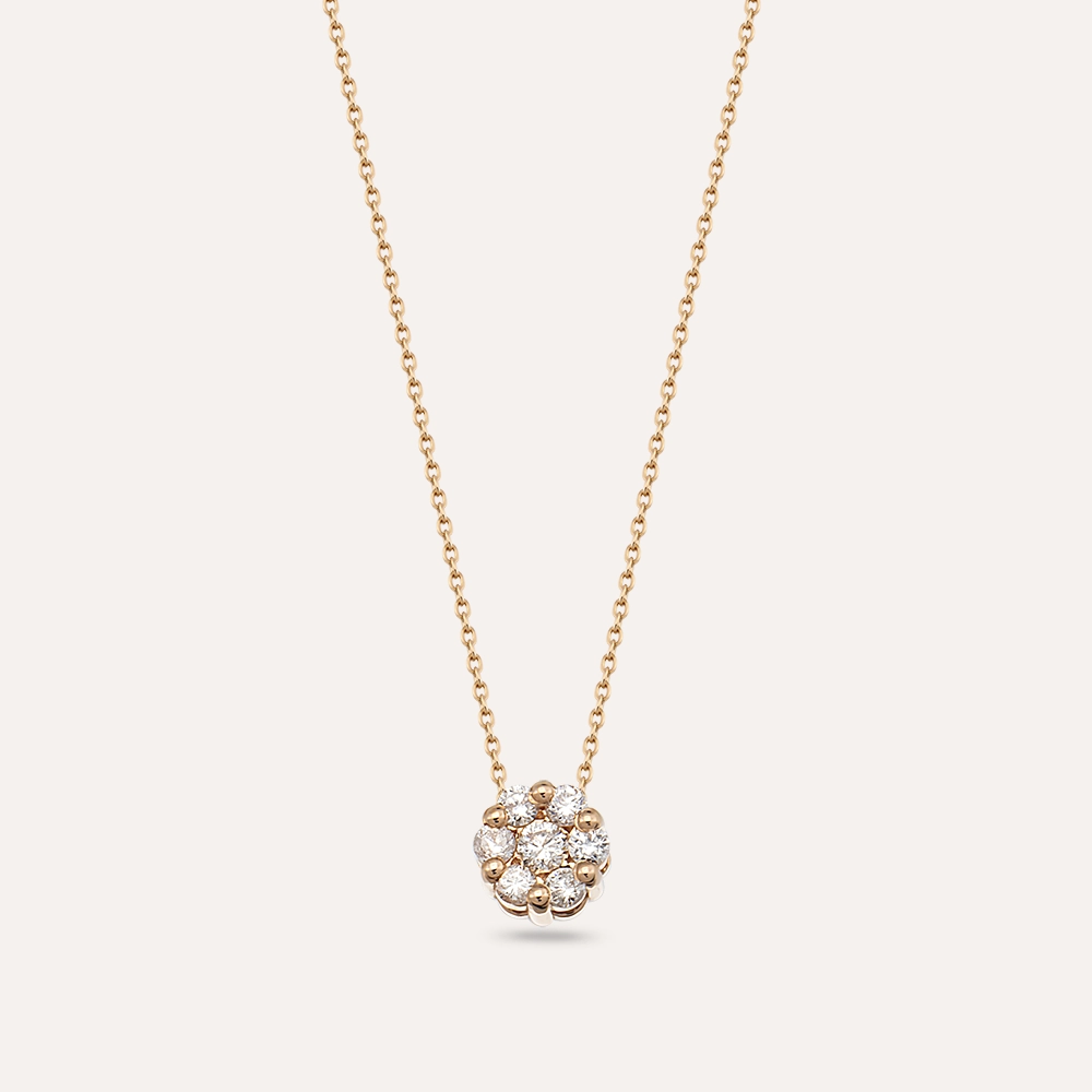 Coronet 0.18 CT Diamond Rose Gold Flower Necklace - 1