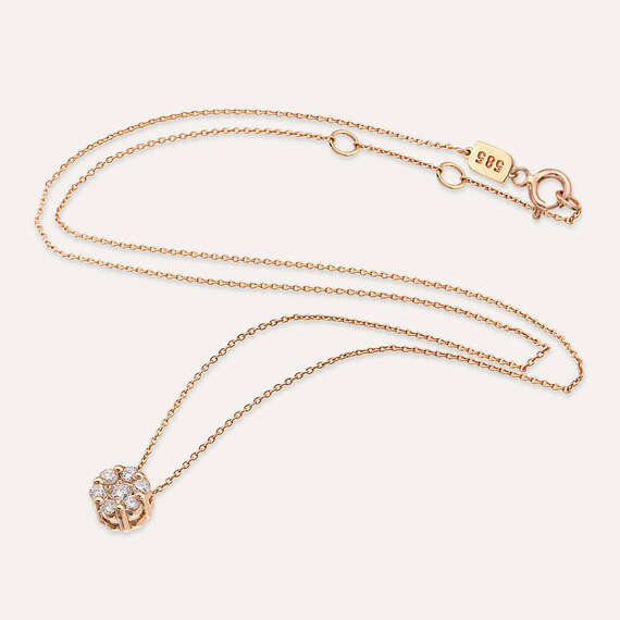 Coronet 0.18 CT Diamond Rose Gold Flower Necklace - 3