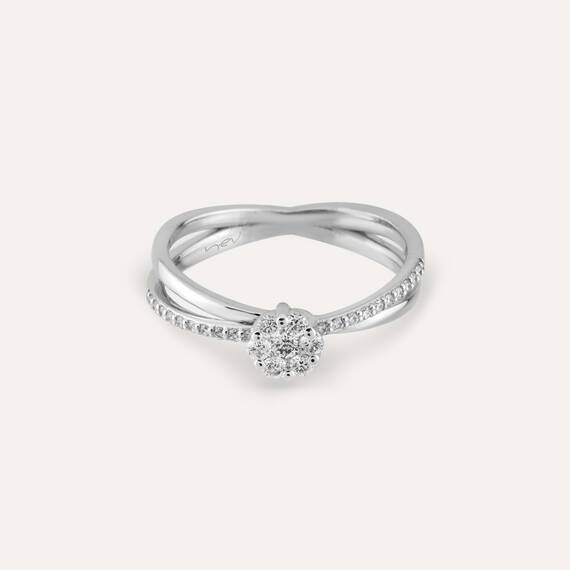 Coronet 0.28 CT Pırlanta Taşlı Beyaz Altın Sarmal Alyans - 3