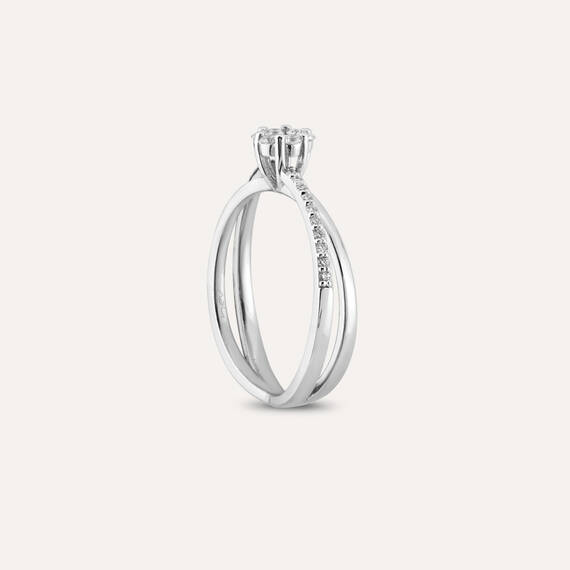 Coronet 0.28 CT Pırlanta Taşlı Beyaz Altın Sarmal Alyans - 6