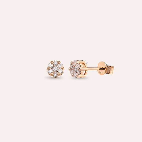 Coronet 0.37 CT Diamond Rose Gold Flower Earring - 1