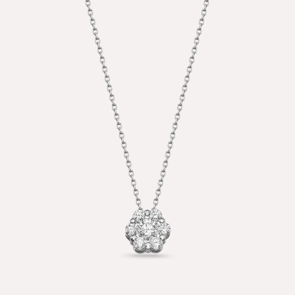 Coronet 0.50 CT Diamond White Gold Flower Necklace - 1