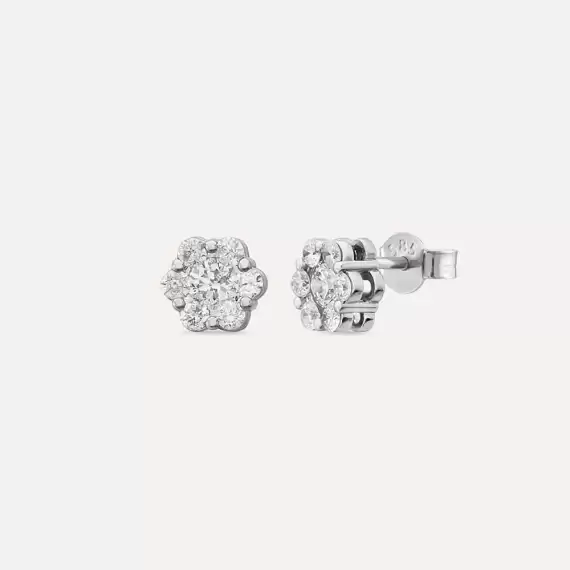Coronet 1.00 CT Diamond White Gold Flower Earring - 1