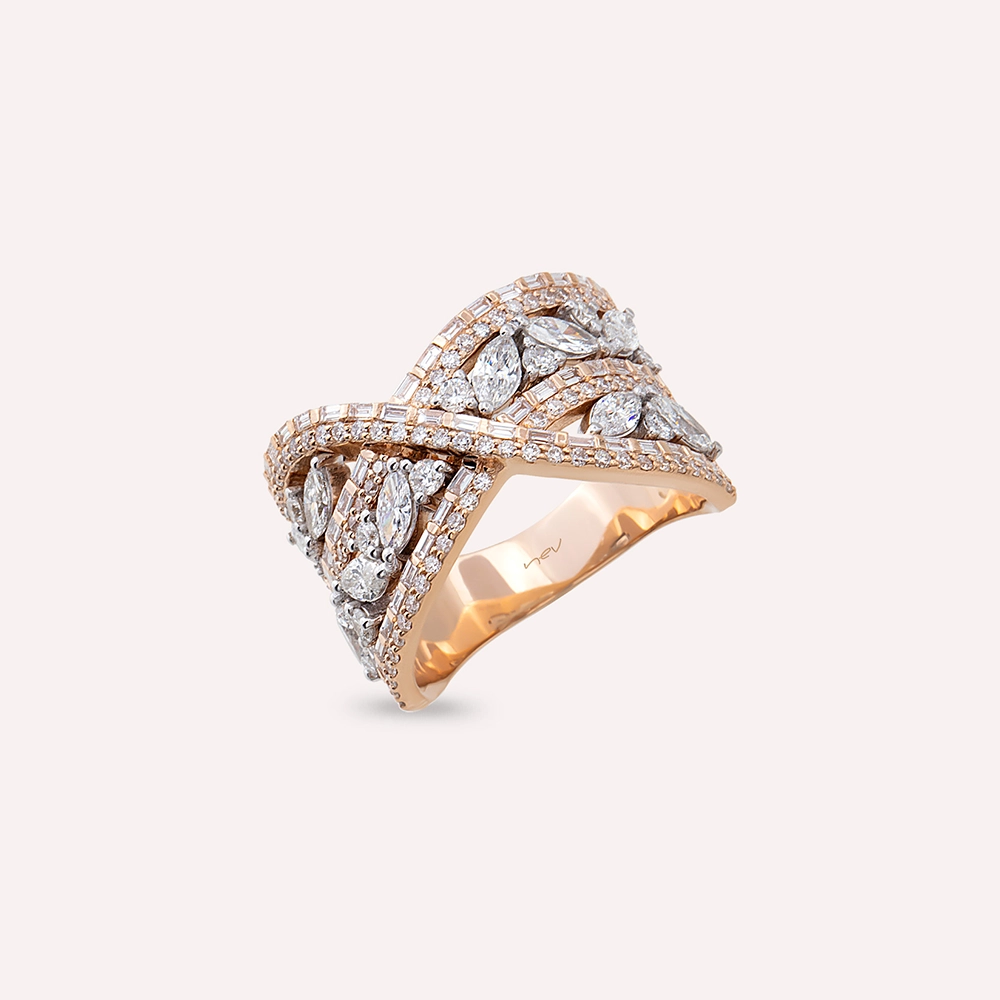 Cosmic 2.04 CT Baguette and Marquise Cut Diamond Ring - 3