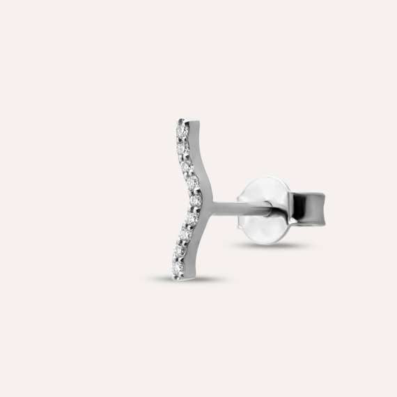 Crimp White 0.04 CT Diamond Mini Single Earring - 1