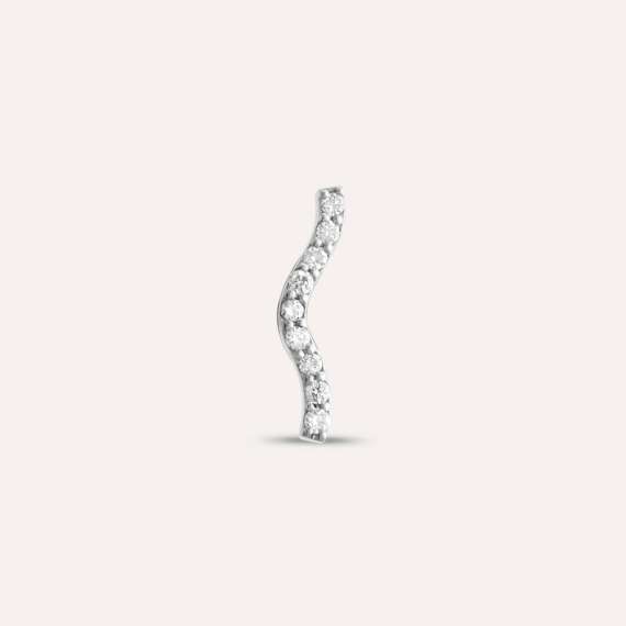 Crimp White 0.04 CT Diamond Mini Single Earring - 4