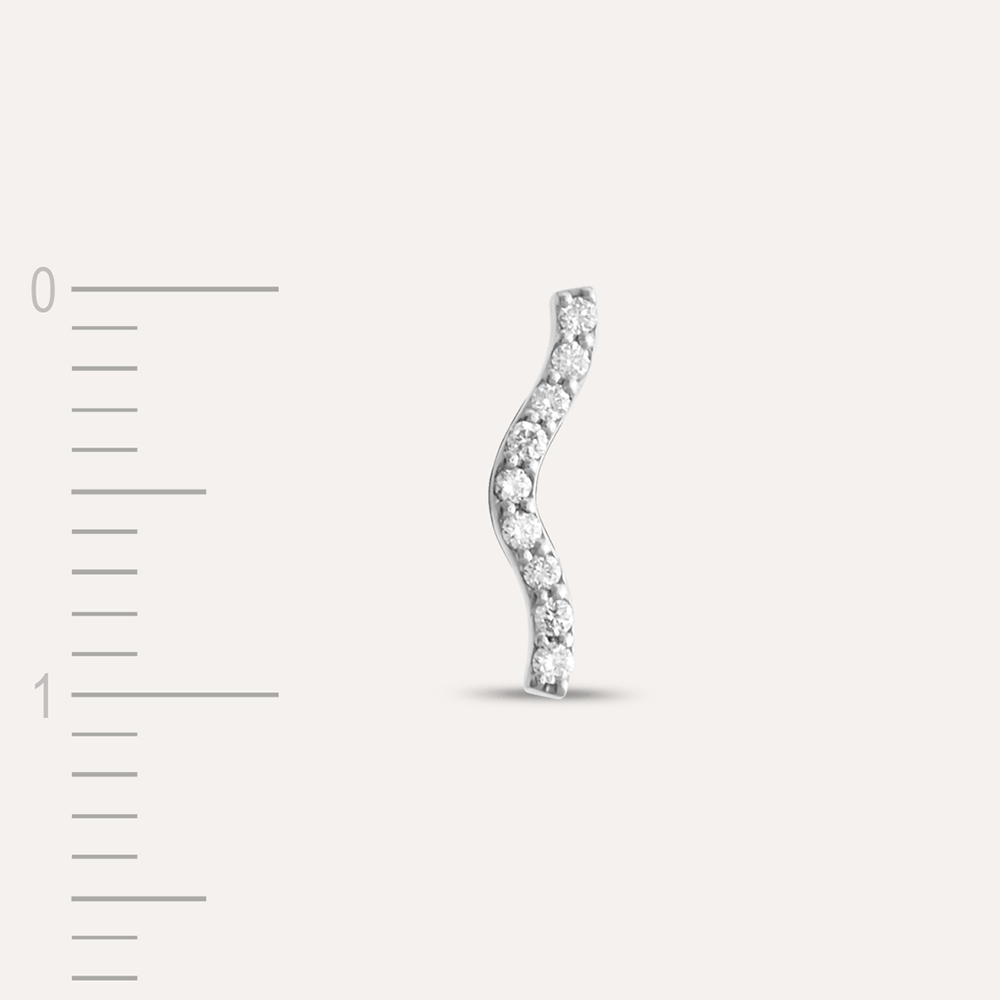 Crimp White 0.04 CT Diamond Mini Single Earring - 5