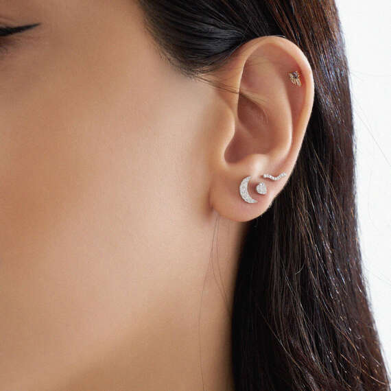Crimp White 0.04 CT Diamond Mini Single Earring - 3