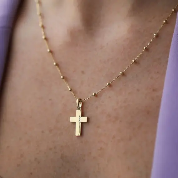 Cross Yellow Gold Pendant - 2