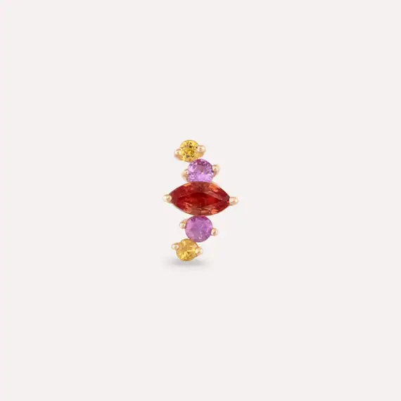 Crown Multicolor Safir Taşlı Rose Altın Piercing - 3