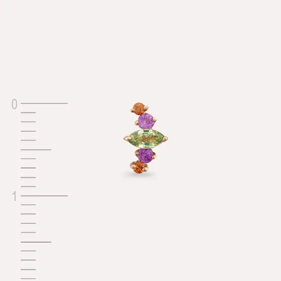 Crown Multicolor Sapphire Rose Gold Single Earring - 4