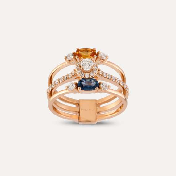 Crusta 1.09 CT Diamond and Multicolor Sapphire Ring - 1