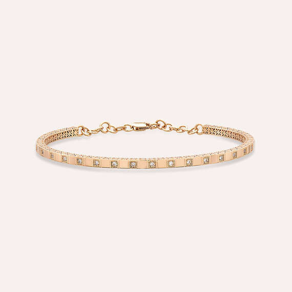 Cubes 0.30 CT Diamond Rose Gold Bracelet - 1