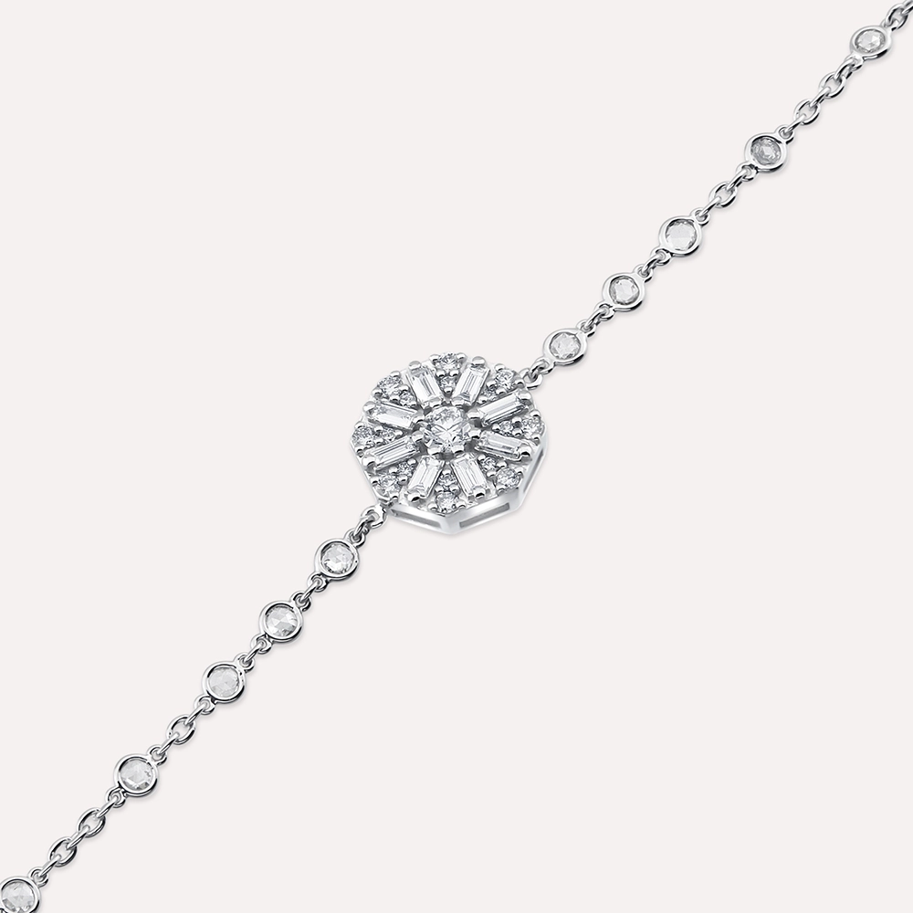 Curio 0.73 CT Baguette Cut Diamond and Rose Cut Diamond Bracelet - 5