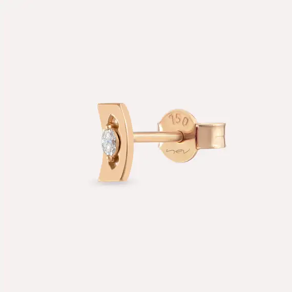 Curve Marquise Cut Diamond Rose Gold Earring - 1