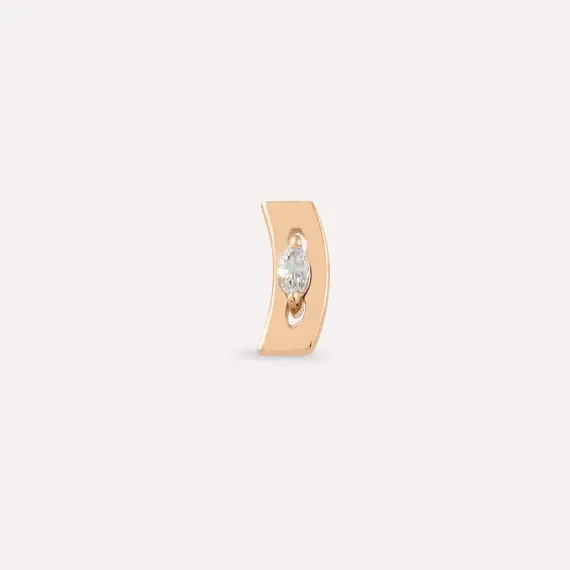 Curve Marquise Cut Diamond Rose Gold Earring - 3