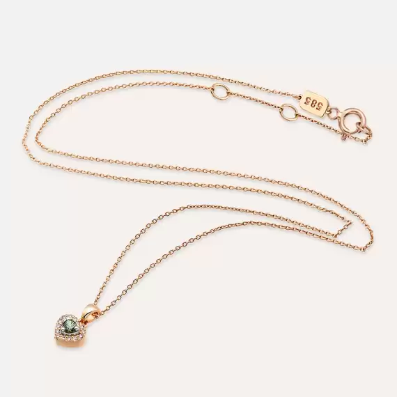 Cutie 0.22 CT Green Sapphire and Diamond Rose Gold Necklace - 3