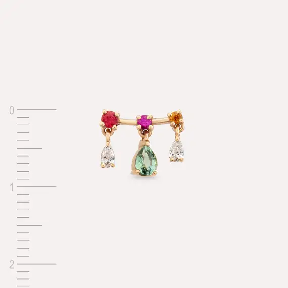 Cybill 0.35 CT Multicolor Sapphire and Diamond Rose Gold Single Earring - 3