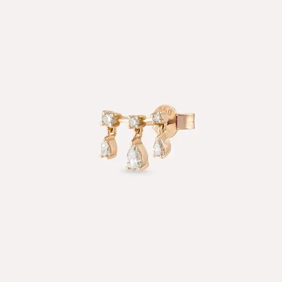 Cybill Pear Cut Diamond Rose Gold Single Earring - 1