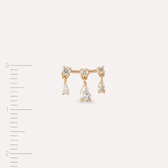 Cybill Pear Cut Diamond Rose Gold Single Earring - 3