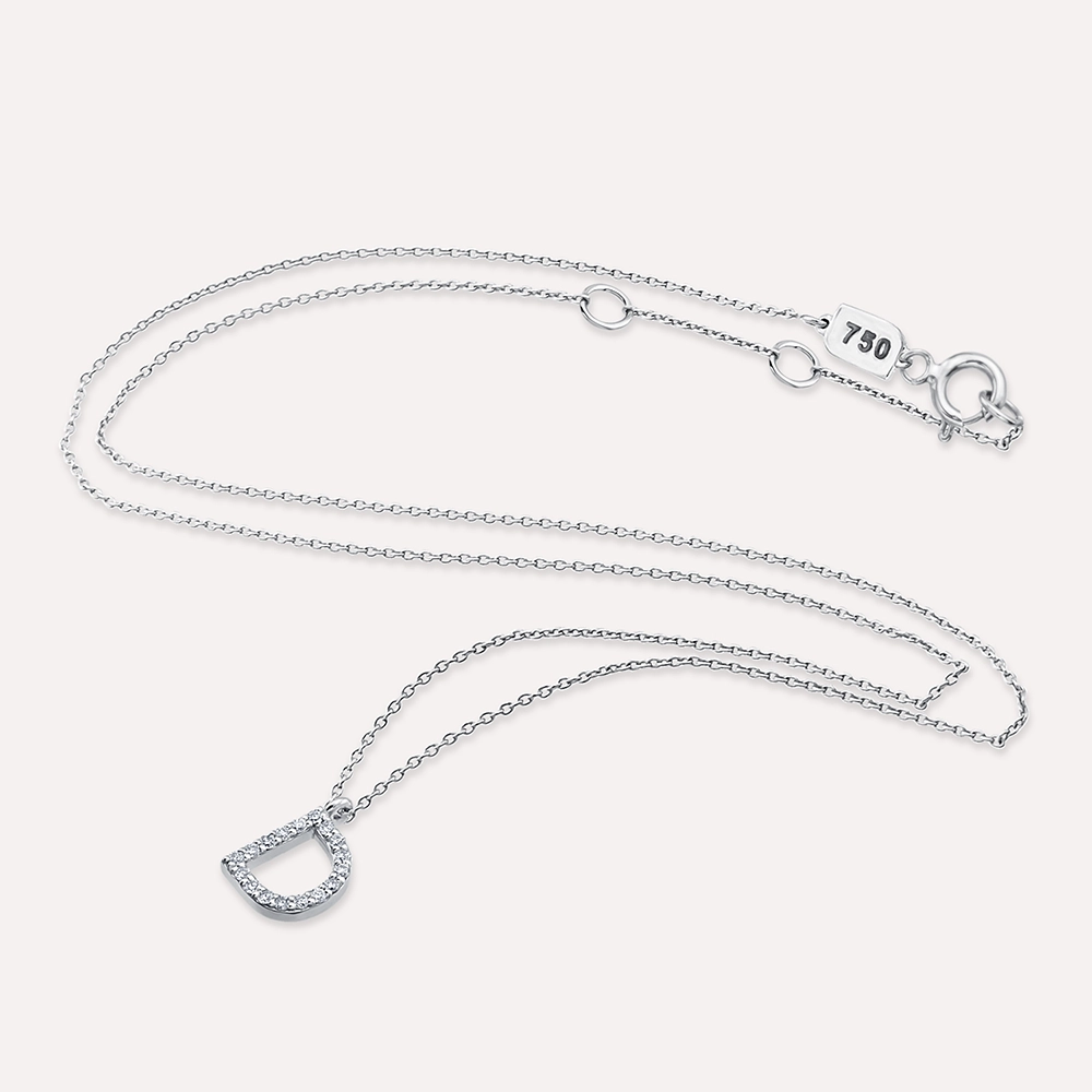 D Letter 0.11 CT Diamond White Gold Necklace - 3