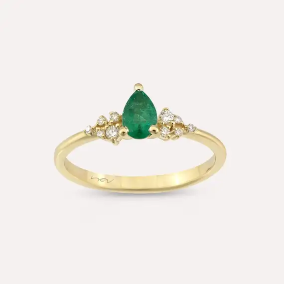 Daphne 0.44 CT Emerald and Diamond Yellow Gold Ring - 1