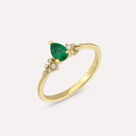 Daphne 0.44 CT Emerald and Diamond Yellow Gold Ring - 4