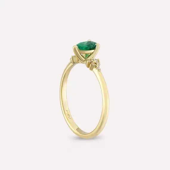 Daphne 0.44 CT Emerald and Diamond Yellow Gold Ring - 5