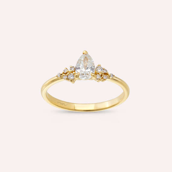 Daphne 0.48 CT Damla Kesim Pırlanta Taşlı Sarı Altın Yüzük - 2