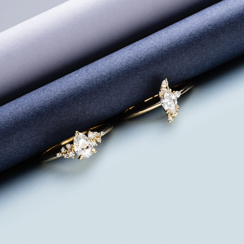 Daphne 0.48 CT Damla Kesim Pırlanta Taşlı Sarı Altın Yüzük - 5