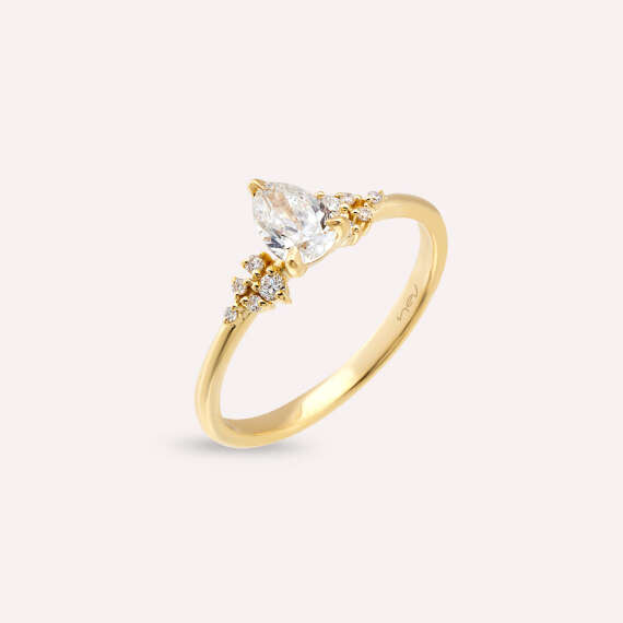 Daphne 0.58 CT Pear Cut Diamond Yellow Gold Ring - 4