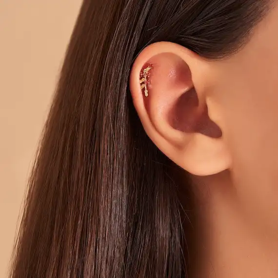 Defne Yellow and Red Sapphire Rose Gold Piercing - 4