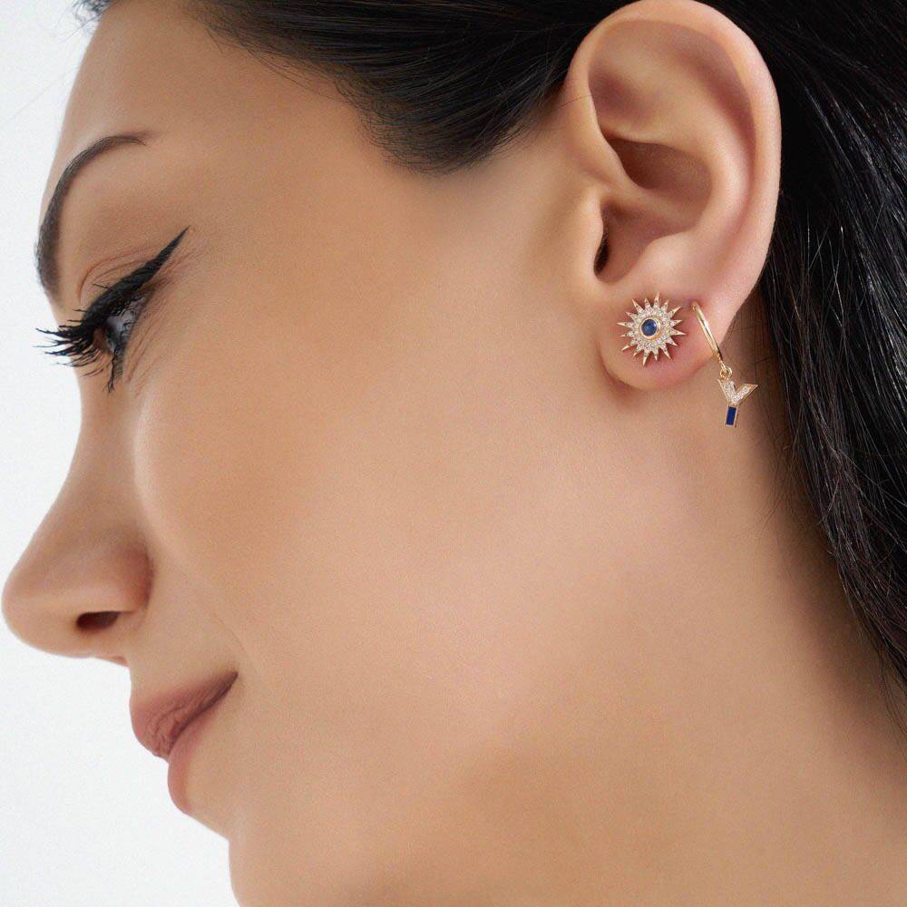 Navy blue shop pierced earrings