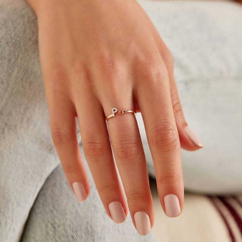 Amazon.com: Round White Natural Diamond Accent Initial Letter V & P  Solitaire Ring 14k Rose Gold Over Sterling Silver: Clothing, Shoes & Jewelry