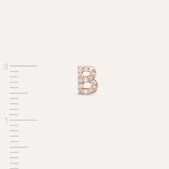 Diamond Rose Gold B Letter Mini Single Earring - 5