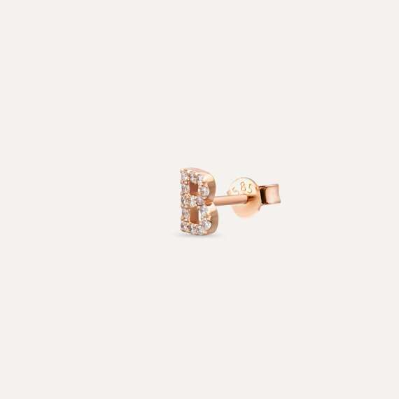 Diamond Rose Gold B Letter Mini Single Earring - 4