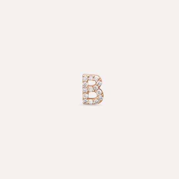 Diamond Rose Gold B Letter Mini Single Earring - 1